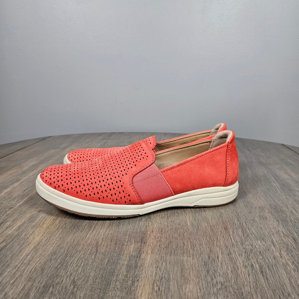 Earth Origins Women's 9M Slip On Shoes Eclipse Elin Leather Perforated Coral